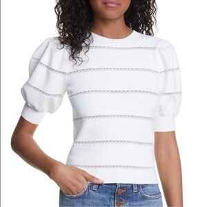 Alice + Olivia Cream Puff Sleeve Knit Top